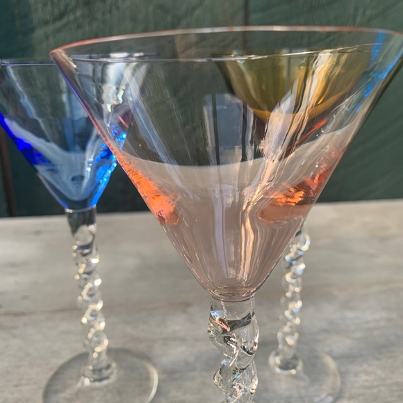 Vintage Handcrafted Colored Twisted Stem Cordials - Picture 3 of 13